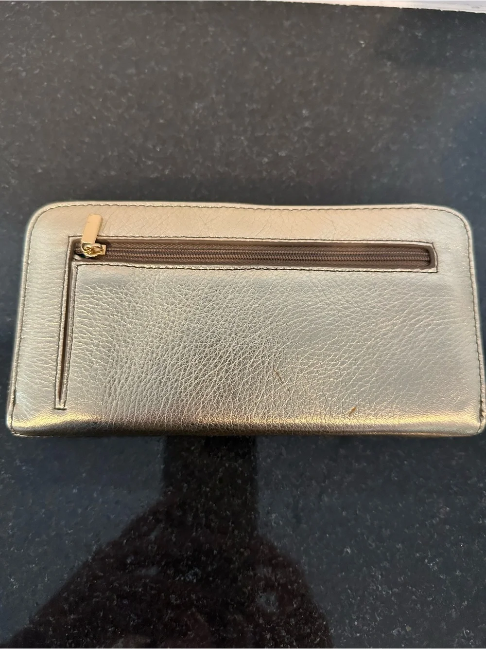 Fossil Metallic Gold Zip-Around Wallet